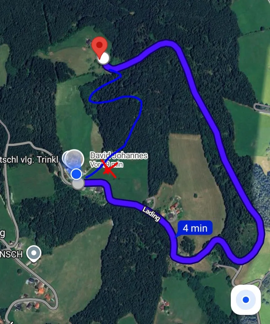 Abendrunde durch unsere Forststraße! Beim Roten X liegt der Stellplatz