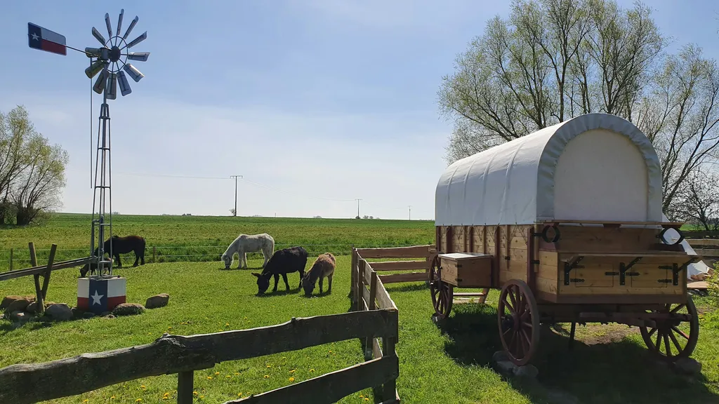 Planwagen auf der Horse Lake Ranch