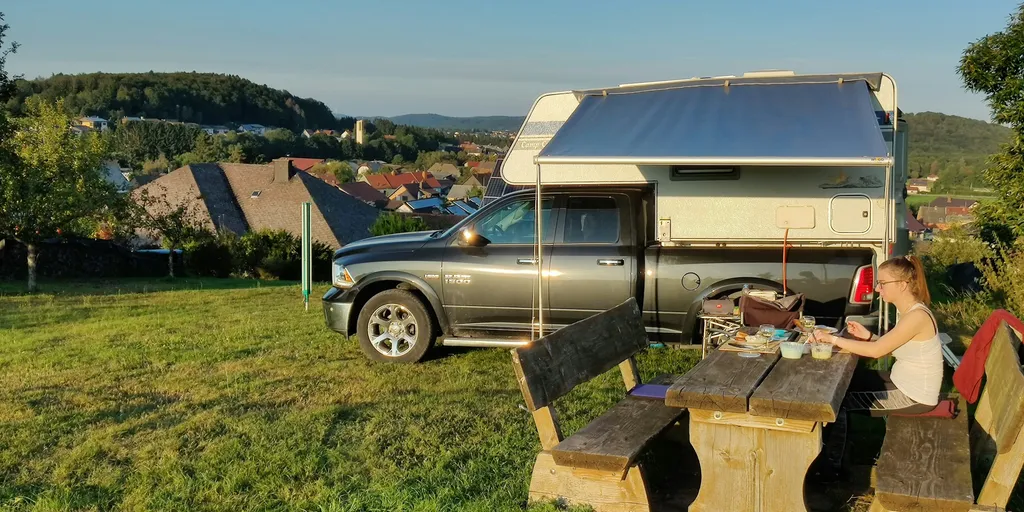 Blumenwiese mit Fernsicht im Naheland