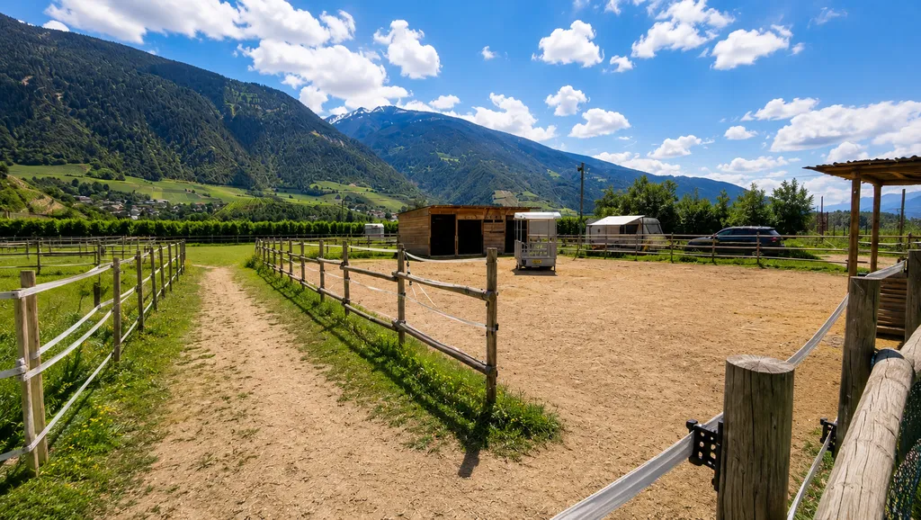 Vue sur les Alpes & chevaux