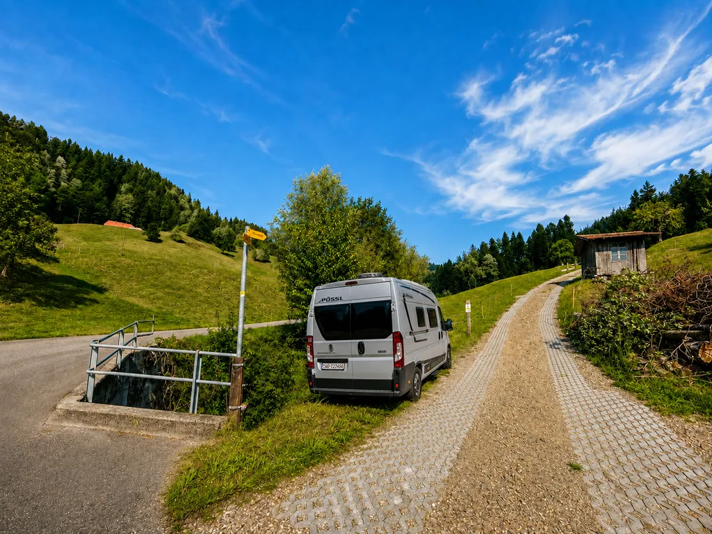 Bitte parkiere so, dass der Wanderweg nicht behindert wird â ïž