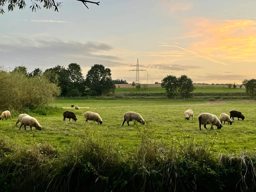 Schöne Wiese an zwei kleinen Bächen