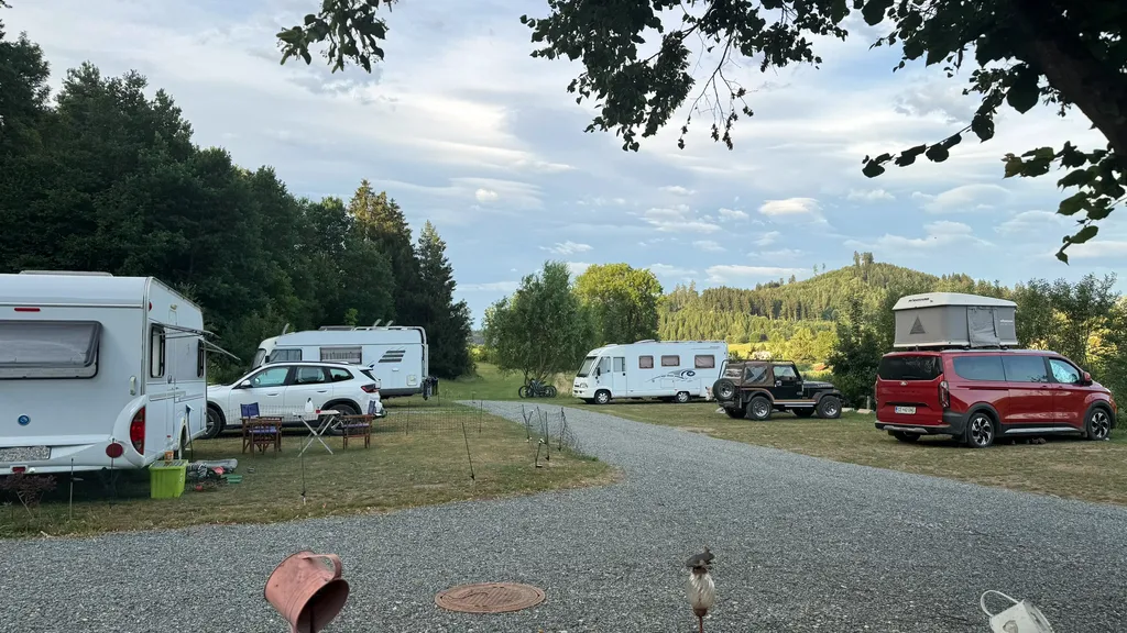 Our campsite in the morning.
