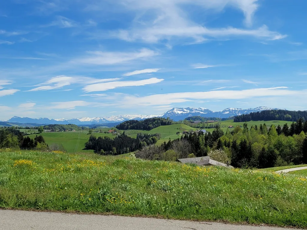 Blick von der langen Bank in die Bergen