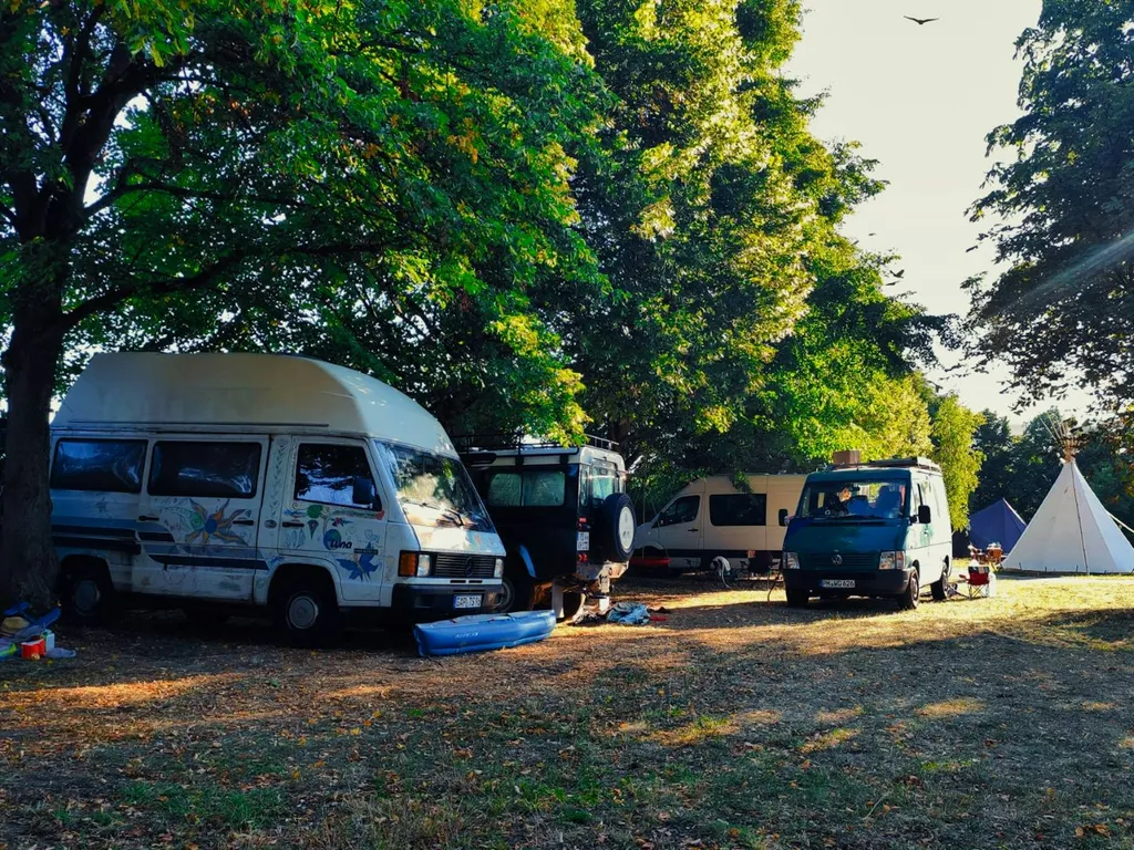 Gemütliche Wiese mit alten Bäumen