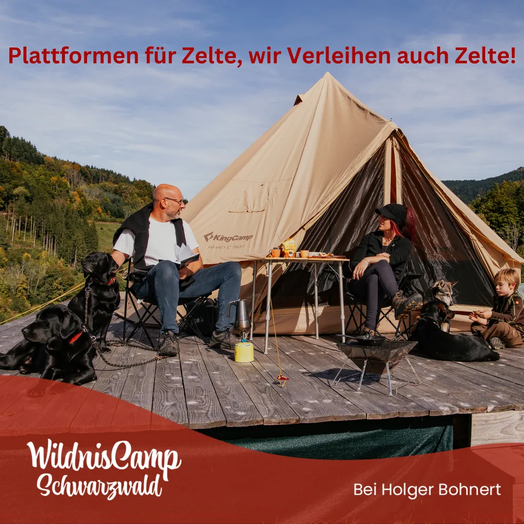 Holzplattformen für Zelte