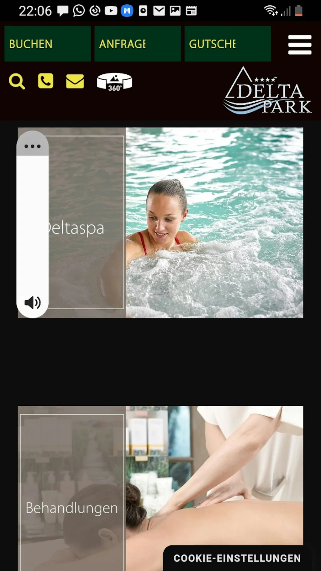 Für extra Entspannung bietet sich das sehr schön gelegene "Vitalresort Deltapark" an. Bitte fragen Sie nach der Karte mit QR Code.