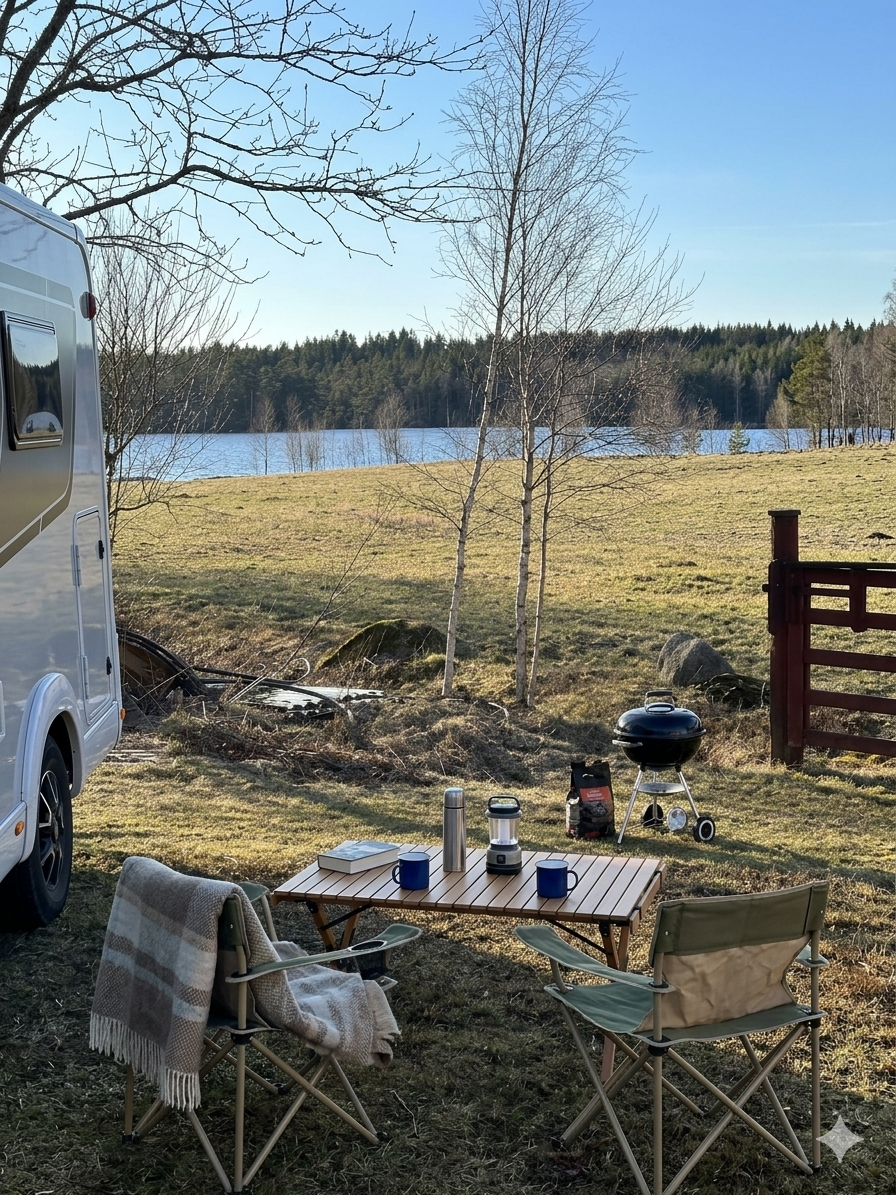 Keine Nachbarn in Sicht – absolute Ruhe und Privatsphäre.
Der private See ist perfekt für eine entspannte Bootstour oder ein erfrischendes Bad in der Natur.