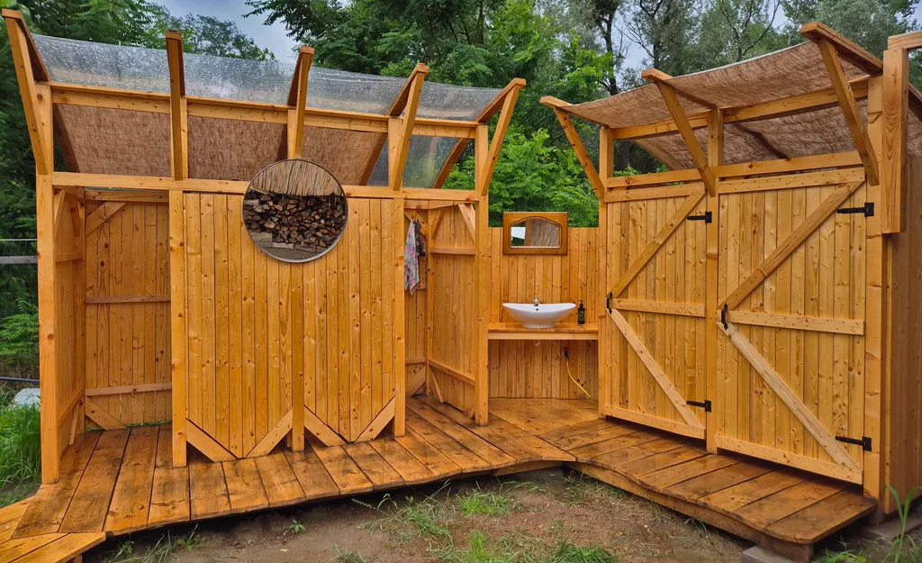 Showers sink and toilets