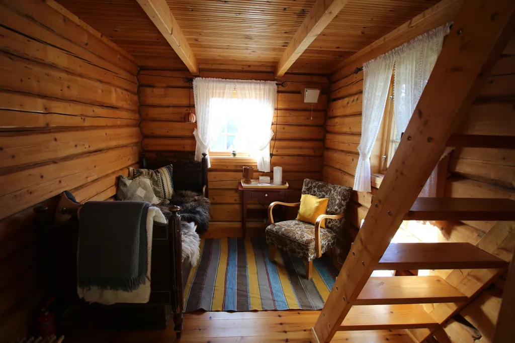 Traditional Norwegian farm storehouse with views